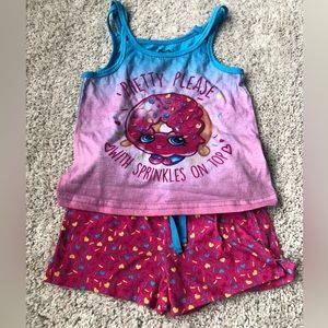 🎇🎆3for$9 Girls Shopkins pajamas- pink tank and shorts- size XS/4/5